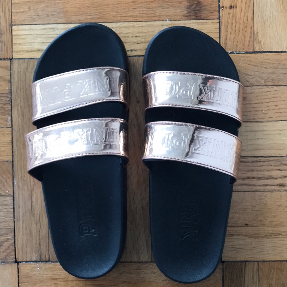 Rose Gold Victoria’s Secret PINK slide sandals